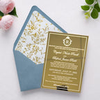 PONATIA A7 Euro Flap Gold Foil Liner Envelopes, Dusty Blue 5x7 Envelopes - Image 4