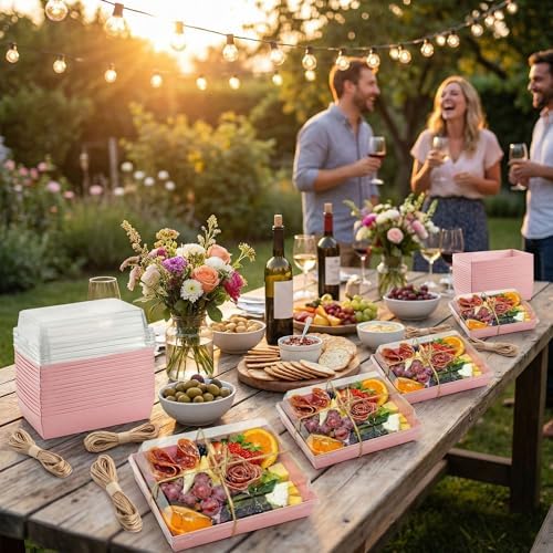 50 Pack 7x5in Charcuterie Board Boxes with Clear Lids, Paper Containers - Image 6