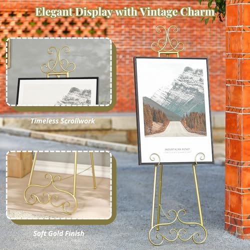 57”H Metal Easel Stand for Sign Gold Large Adjustable Heavy Duty - Image 4