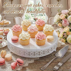 Wenqik White Metal Cake Stand 14 Inch with Cutting & Spatula - Image 5