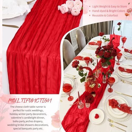 Showgeous 20 Pack Red Cheesecloth Table Runner, 17 x 108 Inches - Image 5