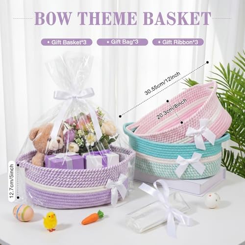 Colingmill 3 Pack Small Empty Gift Baskets, Pastel - Image 2