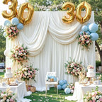 20ft x 10ft White Backdrop Curtains for Parties, 4 Panels 5ft x 10ft Wrinkle-Free Polyester Photo Backdrop Drapes for Wedding Birthday Baby Shower Graduation Photography Background - Image 6