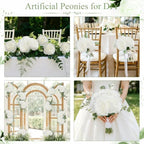 56 Pcs Peonies Artificial Flowers Bulk, 4.7’’ Fake Peonies - White - Image 4