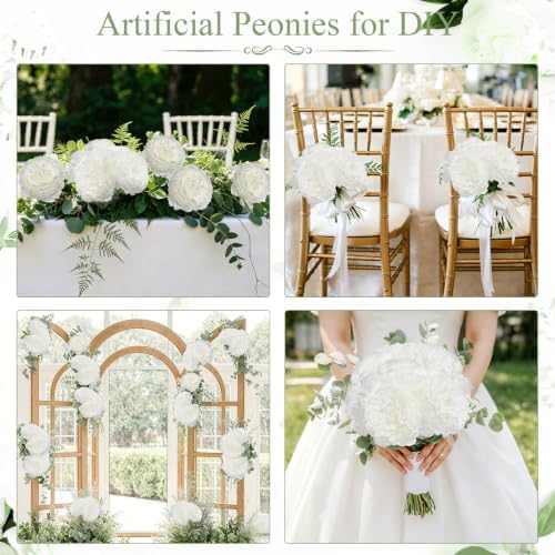 56 Pcs Peonies Artificial Flowers Bulk, 4.7’’ Fake Peonies - White - Image 4