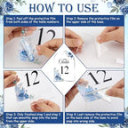 Dusty Blue & Navy Wedding Acrylic Table Number 1-20 with 20Pcs Stands, 5"x7" Floral Elegant Place Card Centerpiece Decorations for Indoor Outdoor Wedding Bridal Shower Anniversary Party - Image 6