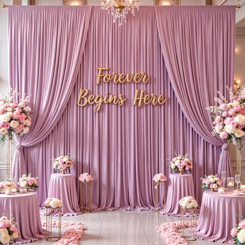 50x10ft Dusty Pink Backdrop Curtain for Wedding Parties Wrinkle Free Fabric Pink Drapes Backdrop Decoration for Baby Shower Birthday Photography Decoration 10 Panels, 5ft x 10ft - Image 3