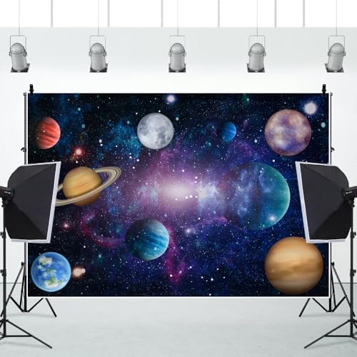 12x10ft Outer Space Decorations Backdrop Galaxy Solar System Starry Planet Earth Moon Birthday Background Universe Science Fiction Milky Way Baby Shower Banner Photo Booth - Image 3