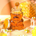 Patelai 24 Pack 9.5 oz Glass Bear Shaped Honey Jars with Lids Reusable Small Tilted Bear Glass Bottles Containers Dispenser for Candies, Birthday Wedding Party Favors (Classic, Silver) - Image 5