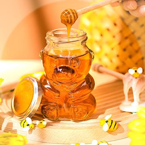 Patelai 24 Pack 9.5 oz Glass Bear Shaped Honey Jars with Lids Reusable Small Tilted Bear Glass Bottles Containers Dispenser for Candies, Birthday Wedding Party Favors (Classic, Silver) - Image 5