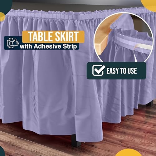 Exquisite Lavender Table Skirt 12 Pack - Disposable Plastic Table Skirts for Rectangle Tables 6ft 8ft & Round Tables - 29in x 14ft Self-Adhesive Strip - Birthday Wedding Gender Reveal Decor - Image 3