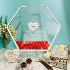 Personalized Wedding Guest Book Alternative Hexagon Frame Wooden Hearts - Image 2