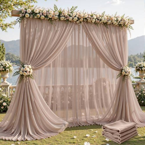 20ft×10ft Wrinkle Free Taupe Backdrop Curtain Drapes, 4 Panels 5ftx10ft Sheer Tulle Chiffon Backdrop Panels Curtains for Wedding Baby Shower Birthday Party Stage Photo Home Decorations by Unknown