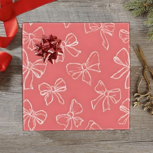 susiyo 2 Rolls Ribbon Bow Pattern Birthday Wrapping Paper Roll - Mini Wrapping Paper for Christmas, Party, Holiday, Father's Day, Baby Shower,Wedding - Image 3