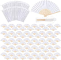 MCEAST 80 Pieces White Folding Paper Fans Wedding Fans Handheld Paper Fan White Bamboo Hand Fan Foldable Cool Favors with 80 Organza Bag for DIY Decor Wedding Party Favors Summer Guest by MCEAST