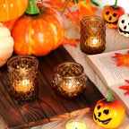 DARJEN Amber Votive Candle Holders Set of 24- Round Candle Holders Bulk, Glass Candle Holder for Vintage Decoration, Tea Lights Candle Holders for Wedding Home Party & Gift - Image 6