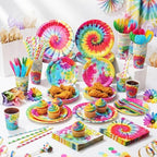 450 Pcs Tableware Set, Serve 50, Rainbow, Tie Dye - Image 6