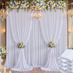 40×14 ft White Wrinkle Free Backdrop Curtain, Soft Silky Polyester Wedding Drapes 8 Panels 14ft Height Photo Backdrop Curtains for Parties Birthday Baby Shower Photography Background Cloth by ENJOYYOURPARTY