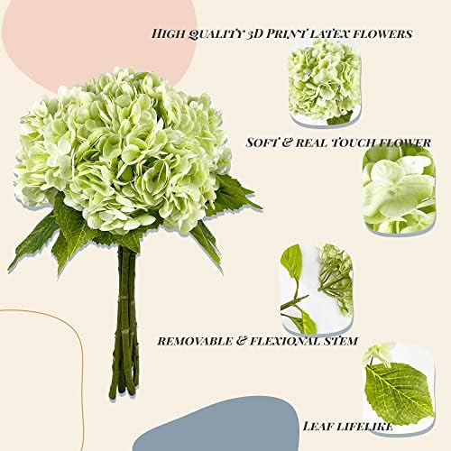 Yatim 21In Light Green Artificial Hydrangea Flowers with Stems 5 Pcs - Image 4