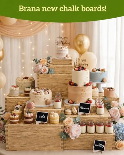 10PCS Pine Wooden Nested Buffet Risers with Mini Signs - Image 7