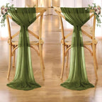 MDS Pack of 75 Chiffon Chair Sashes for Wedding & Event Décor - Olive Green - Image 6