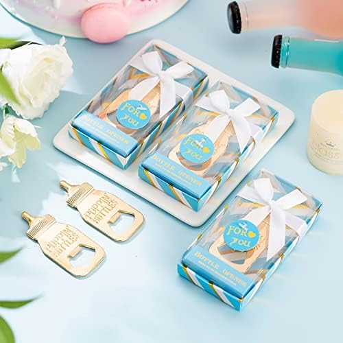 24 Baby Bottle Opener Baby Shower Favorites, Gifts, Decorations, or Souvenir Guest Gift Boxes, Poppin Designed for Boys (24 Pack Blue) - Image 5