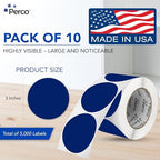 Perco Dark Blue Perforated Round Circle Dot Sticker 3-Inch Labels — 10 Rolls, 5,000 Stickers - Business Logos, Category Labels & Professional Signage, Strong Adhesive - Made in USA - Image 2