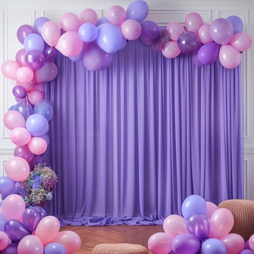 10ft x 10ft Purple Backdrop Curtains, Wrinkle-Free Sheer Chiffon Fabric Photo Backdrop Drapes for Wedding Arch Party Ceremony Stage Photography Decorations - Image 2