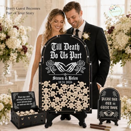 Personalized Wedding Guest Book Alternative, Gothic Tombstone Frame - Image 2