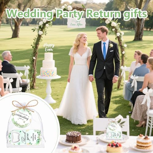 50Pcs Leaf Baby Shower Bottle Opener Favors for Guests Cute Magnetic Handheld Bottle Openers with Organza Bags and Thank You Cards, for Gender Reveal Theme Party Decorations Rerurn Gift Souvenirs - Image 6