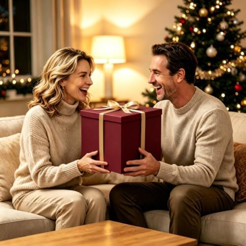 UoeRing 3 Pcs Large Gift Box Red 12x12x11 Inch with Lid - Image 5