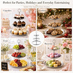 YOUNTHYE 2 Pack Silver Cupcake Stand, 3 Tier Stainless Steel Tiered Serving Tray, Dessert Display Stand for Cupcakes, Cookies, Fruit, Wedding, Birthday, Tea Party and Holiday Table - Image 7