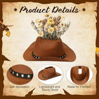 6PCS 7.4in Cowboy Hat Vase Western Table Centerpieces, Star Belt, Brown - Image 3