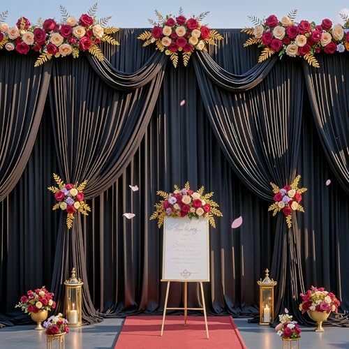 20x10ft Black Photo Backdrop Curtains for Parties Birthday Wrinkle Free Polyester Photoshoot Curtains Drapes Backdrop for Weddings Anniversary Graduation Stage Photography Background 4 Panels 5x10FT - Image 4