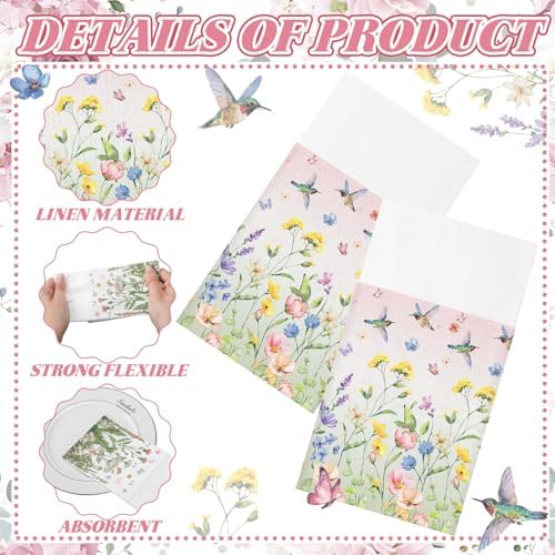 Potchen 100 Pcs Linen Feel Napkins Disposable, Hummingbird - Image 3
