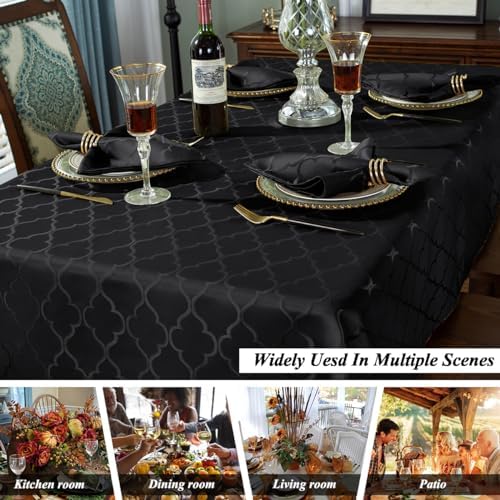 SASTYBALE Jacquard Tablecloth, Rectangle, 60" x 120", Black - Image 5