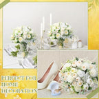 Tigeen 6 Bundles Artificial Flowers Bouquet for Wedding, White - Image 5
