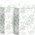 Kolldenn 24 Pcs Green Floral Gift Bags with Handles, 10x5x13 in by Unknown