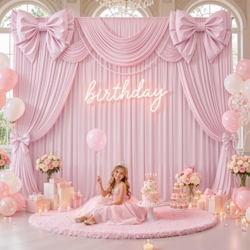 50x12 ft Light Pink Backdrop Curtains for Weddings, Birthdays and Photos - Image 6