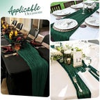 16 Pack Dark Green Cheesecloth Table Runner 21.5 x 120 Inches Boho Gauze Table Runners 10FT Long Cheese Cloth Table Runner for Bridal Shower Baby Shower Birthday Party Wedding Decor - Image 7