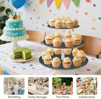 J JOYSAY Gray Pattern Acrylic Cupcake Stand 3 Tier Dessert Table Display Set Clear Cake Stands for Party Wedding Baby Shower Decorations Easy Assembly Donut Tower - Image 7