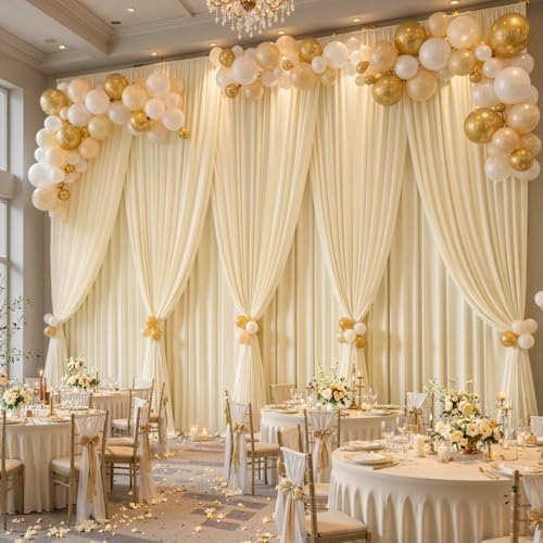 50x10FT Backdrop Curtains with Rod Pockets - Wrinkle Free Photo Stage Backdrop 10 Panels Curtains Drapes for Photography Wedding Party Baby Shower Decorations (Champagne) - Image 3