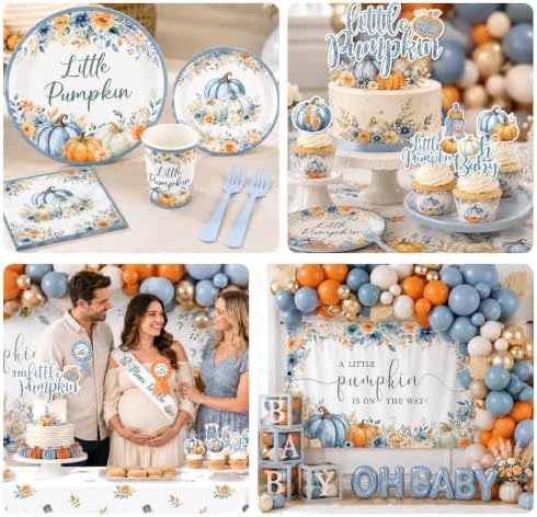 276Pcs Little Pumpkin Baby Shower Decorations for Boy - Image 5