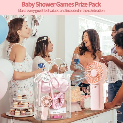 6 Set Summer Baby Shower Prizes for Game Winners, Pink Handheld Fan Favor - Image 5