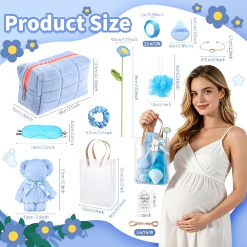 Rigibright 62PCS Baby Shower Prizes for Winners with Plush Cosmetic Bags and Towels Spa Accessories with Gift Bag for Baby Shower Games Wedding Bridal Shower Party Favors for Guests (6, Blue) - Image 4