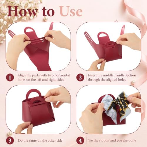 Kacctyen 50 Pack Mini Leather Purse Gift Bags PU Wedding, Elegant Color - Image 3