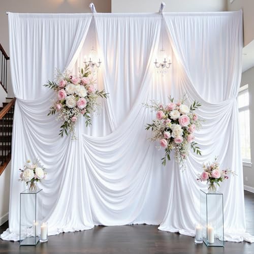 50ft×15ft White Backdrop Curtain for Wedding Parties by PartyVillage