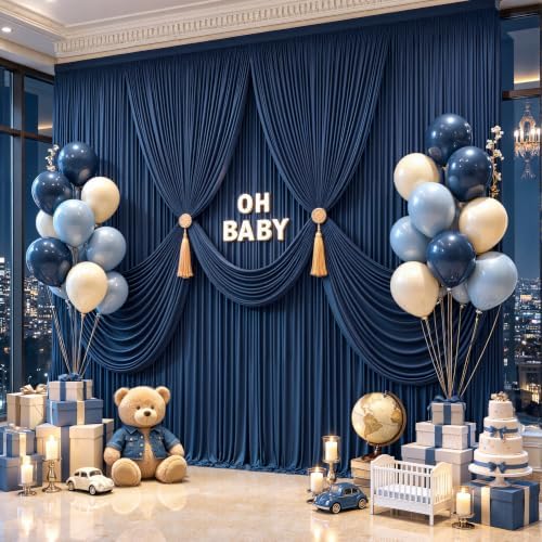 20ft x 10ft Navy Blue Backdrop Curtains, 4 Panels Navy Drapes for Backdrop - Image 2