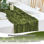 16 Pack Olive Green Cheesecloth Table Runner 21.5 x 120 Inches Boho Gauze Table Runners 10FT Long Cheese Cloth Table Runner for Bridal Shower Baby Shower Birthday Party Wedding Decor - Image 6