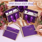Yeaqee 100 Pcs Mini Metallic Paper Gift Bags with Handle, Purple, Gold - Image 4